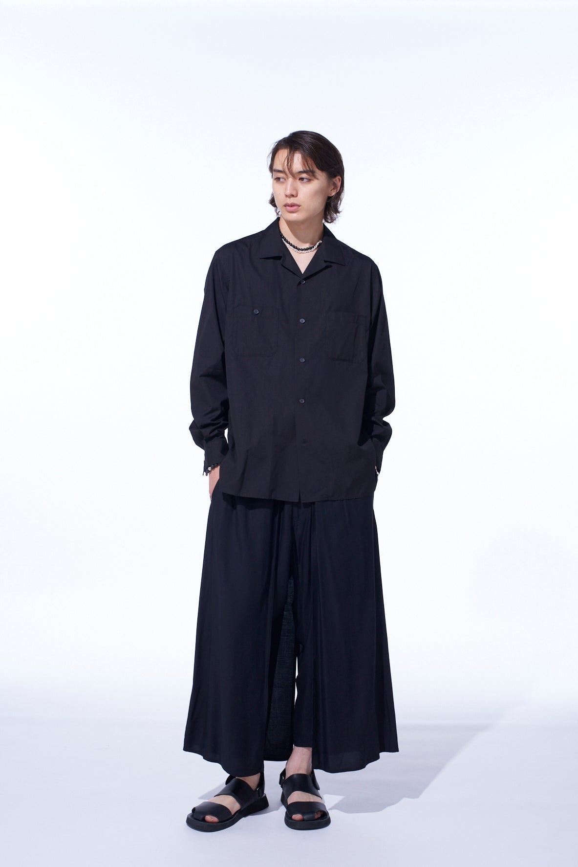 COTTON BROAD LOOSE-FIT OPEN COLLAR SHIRT