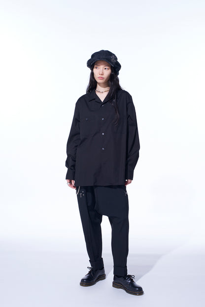COTTON BROAD LOOSE-FIT OPEN COLLAR SHIRT