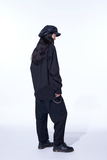 COTTON BROAD LOOSE-FIT OPEN COLLAR SHIRT