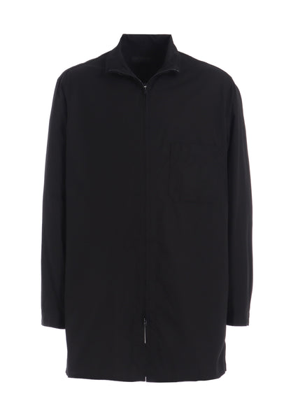 COTTON BROAD STAND COLLAR ZIPPER SHIRT