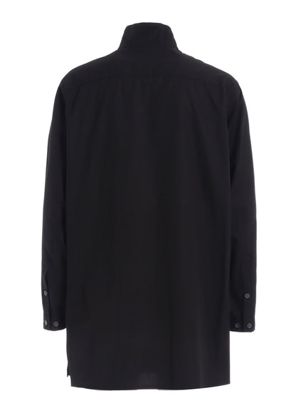 COTTON BROAD STAND COLLAR ZIPPER SHIRT