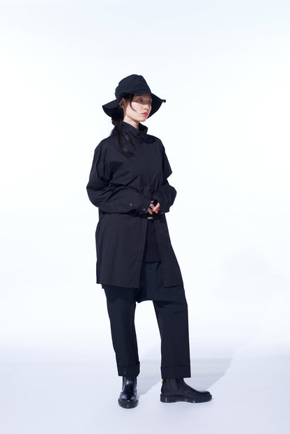 COTTON BROAD STAND COLLAR ZIPPER SHIRT