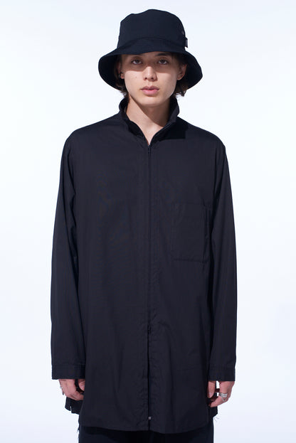 COTTON BROAD STAND COLLAR ZIPPER SHIRT