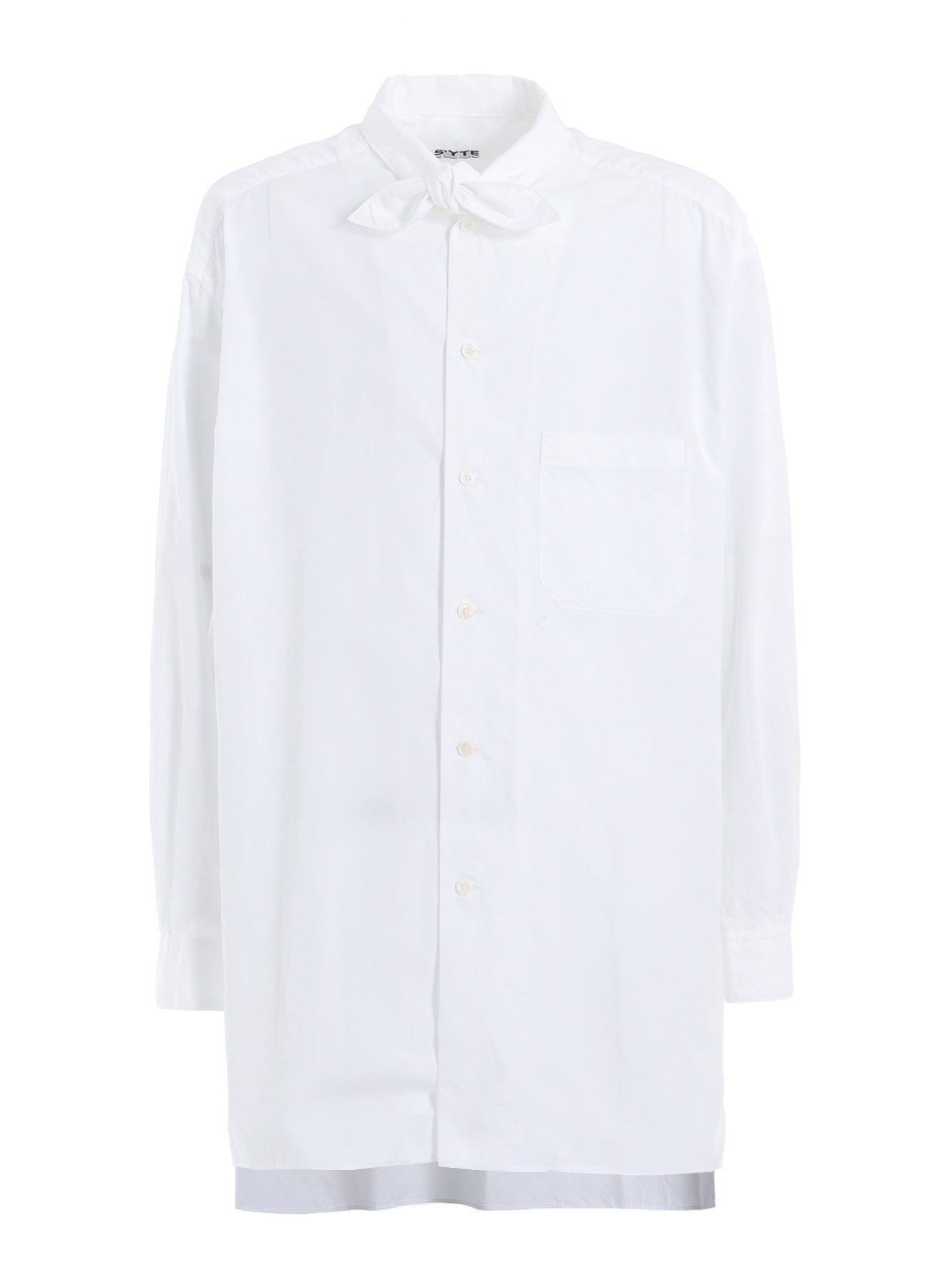 COTTON BROAD RIBBON COLLAR SHIRT
