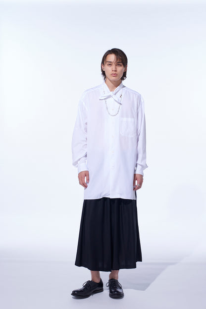 COTTON BROAD RIBBON COLLAR SHIRT