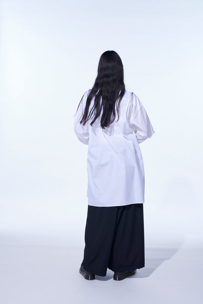 COTTON BROAD RIBBON COLLAR SHIRT