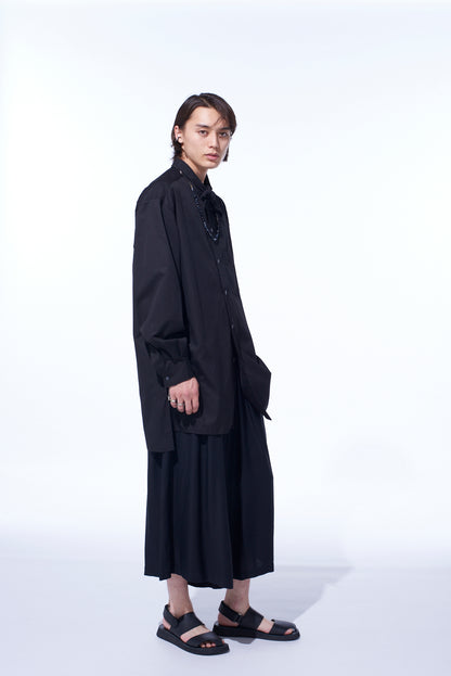 COTTON BROAD RIBBON COLLAR SHIRT