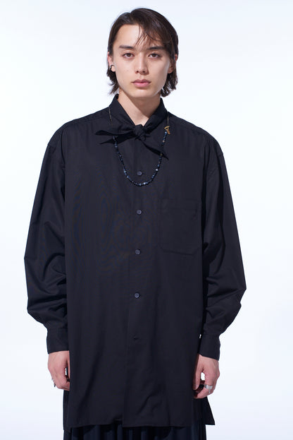 COTTON BROAD RIBBON COLLAR SHIRT