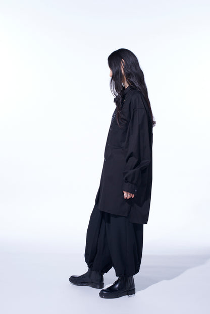 COTTON BROAD RIBBON COLLAR SHIRT