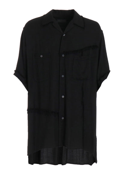 VISCOSE TWILL CUT-OFF OPEN-COLLAR SHIRT