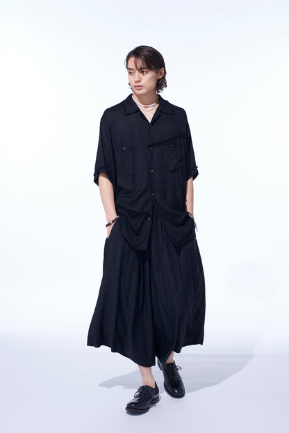 VISCOSE TWILL CUT-OFF OPEN-COLLAR SHIRT