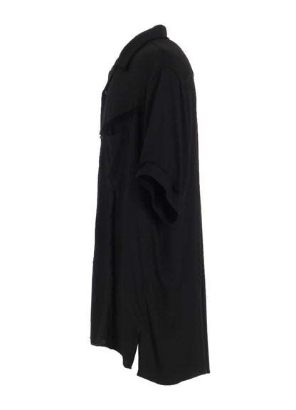 VISCOSE TWILL CUT-OFF OPEN-COLLAR SHIRT