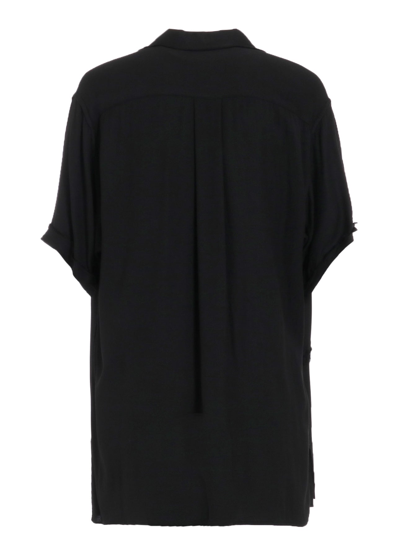 VISCOSE TWILL CUT-OFF OPEN-COLLAR SHIRT
