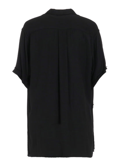 VISCOSE TWILL CUT-OFF OPEN-COLLAR SHIRT