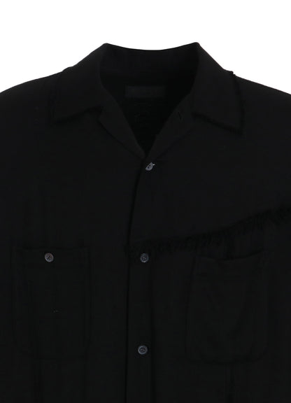 VISCOSE TWILL CUT-OFF OPEN-COLLAR SHIRT