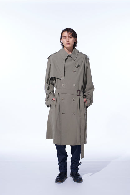 BRUSHED WASHER FINISH BROAD TRENCH COAT