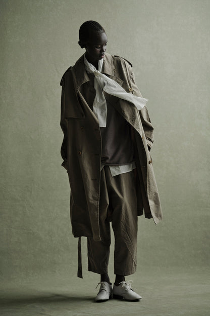 BRUSHED WASHER FINISH BROAD TRENCH COAT