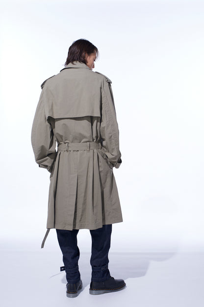 BRUSHED WASHER FINISH BROAD TRENCH COAT