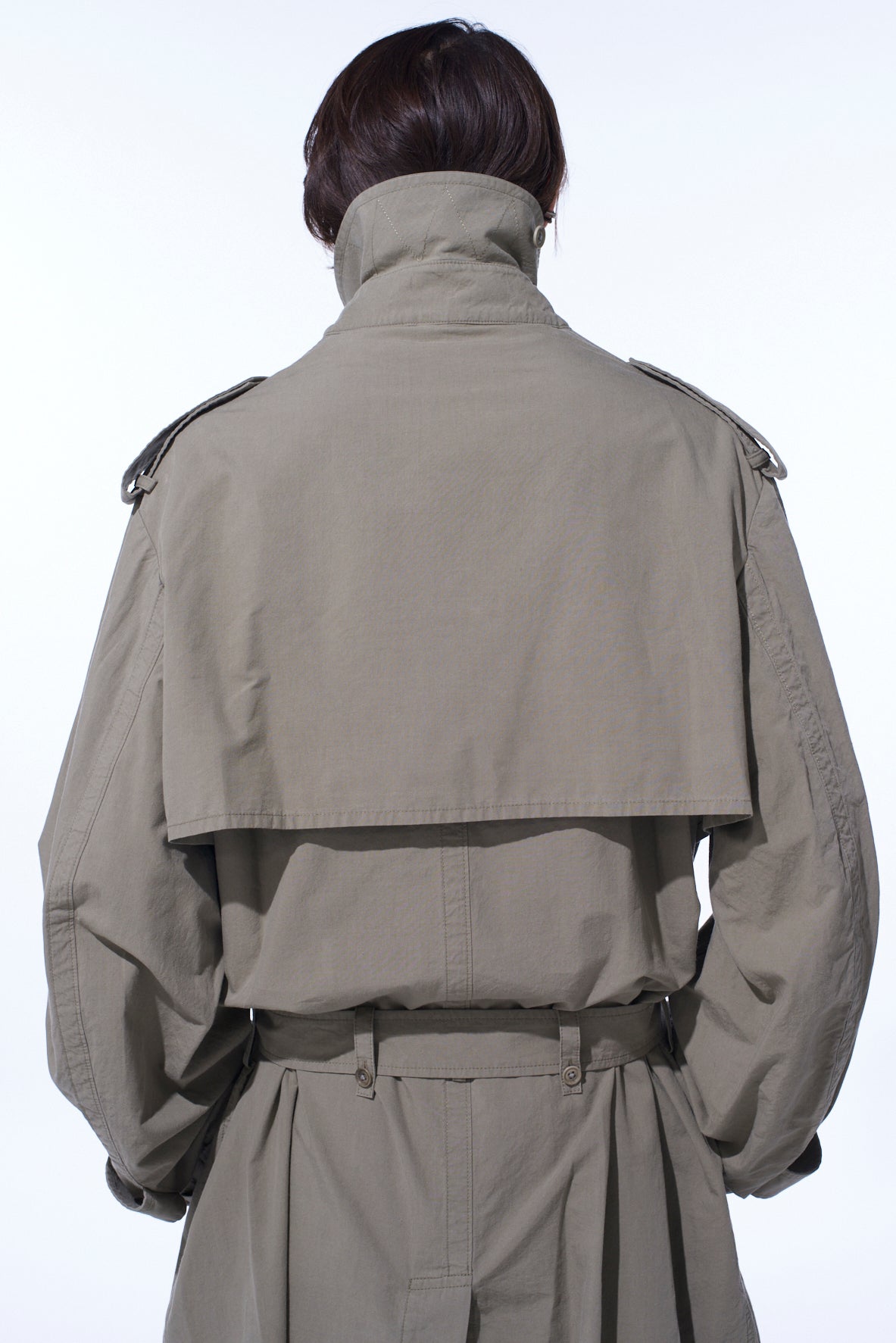 BRUSHED WASHER FINISH BROAD TRENCH COAT