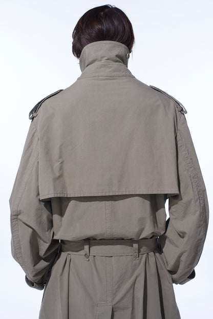 BRUSHED WASHER FINISH BROAD TRENCH COAT