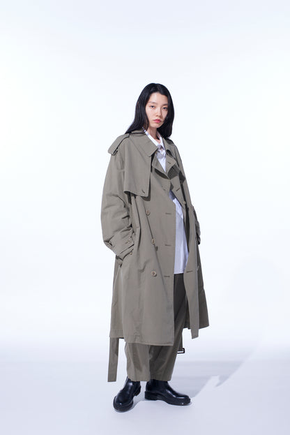 BRUSHED WASHER FINISH BROAD TRENCH COAT