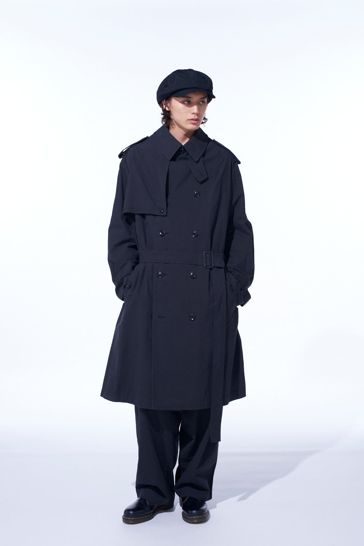 BRUSHED WASHER FINISH BROAD TRENCH COAT