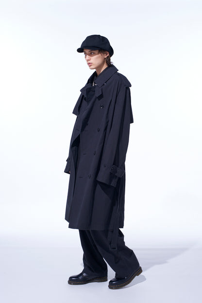 BRUSHED WASHER FINISH BROAD TRENCH COAT