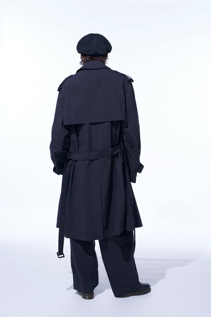 BRUSHED WASHER FINISH BROAD TRENCH COAT