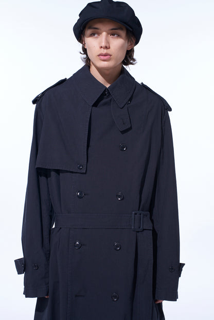 BRUSHED WASHER FINISH BROAD TRENCH COAT