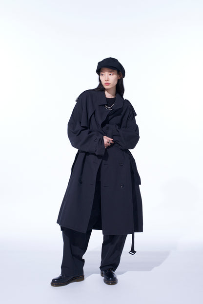 BRUSHED WASHER FINISH BROAD TRENCH COAT