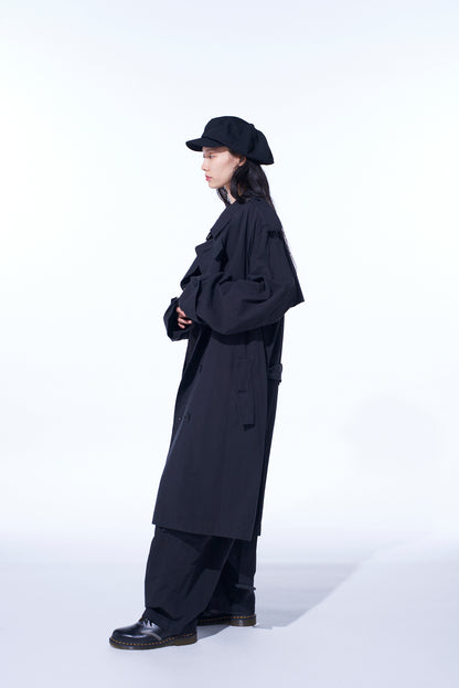 BRUSHED WASHER FINISH BROAD TRENCH COAT
