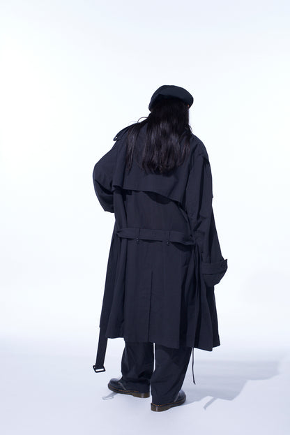 BRUSHED WASHER FINISH BROAD TRENCH COAT