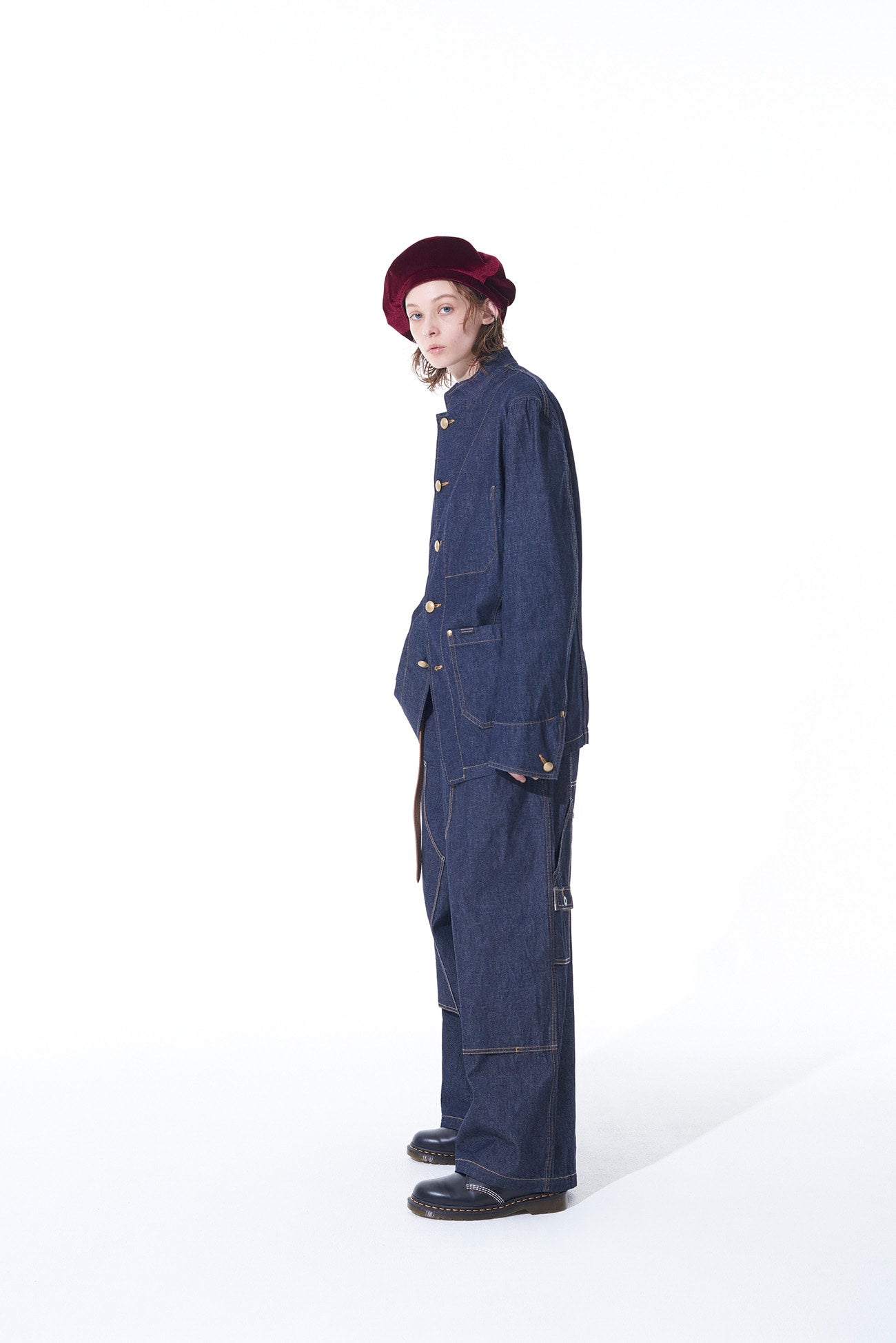 10 OZ DENIM STAND COLLAR COVERALLS JACKET