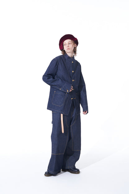 10 OZ DENIM STAND COLLAR COVERALLS JACKET