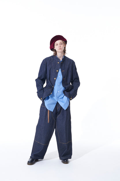 10 OZ DENIM STAND COLLAR COVERALLS JACKET