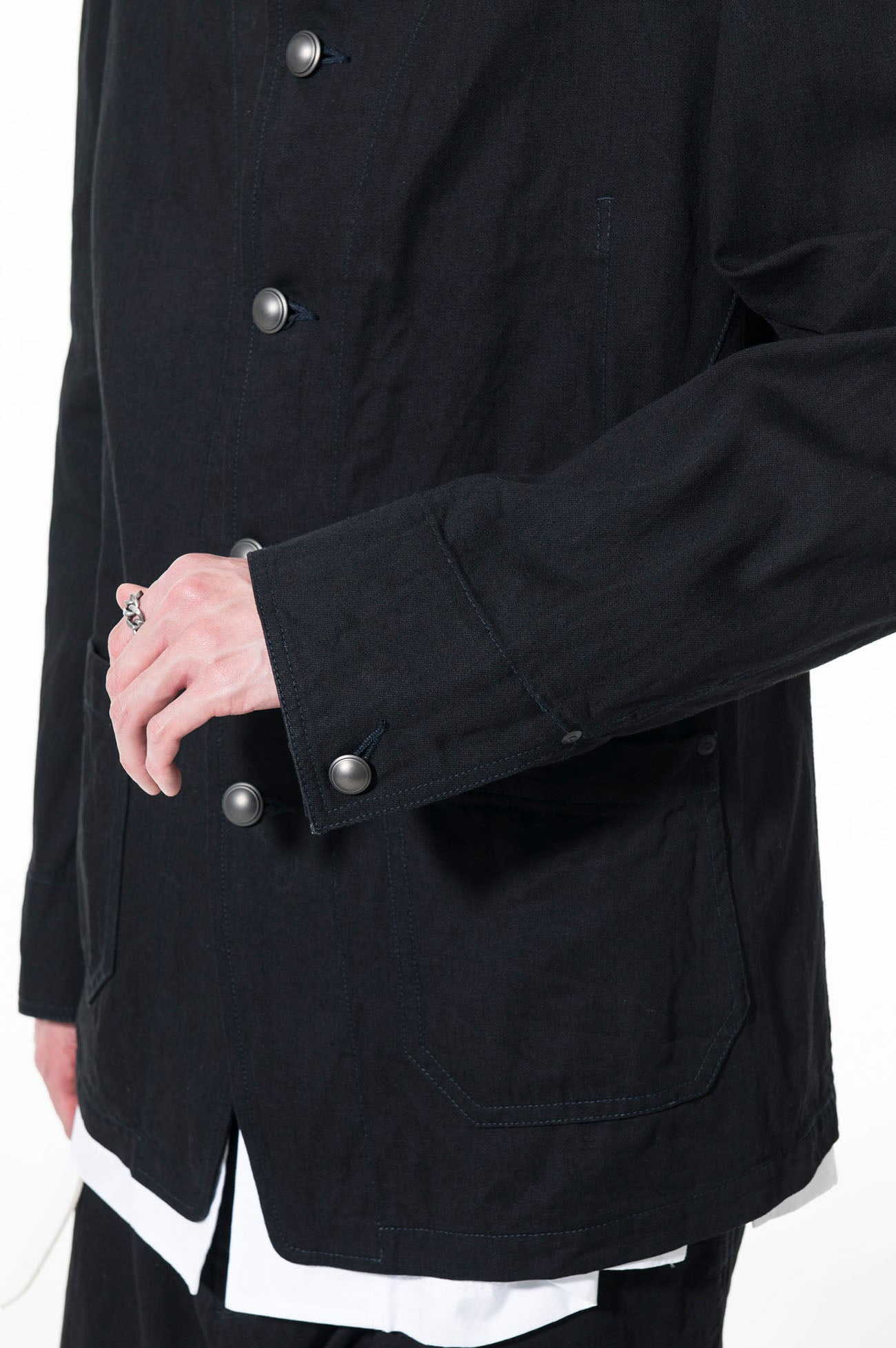 10 OZ DENIM STAND COLLAR COVERALLS JACKET