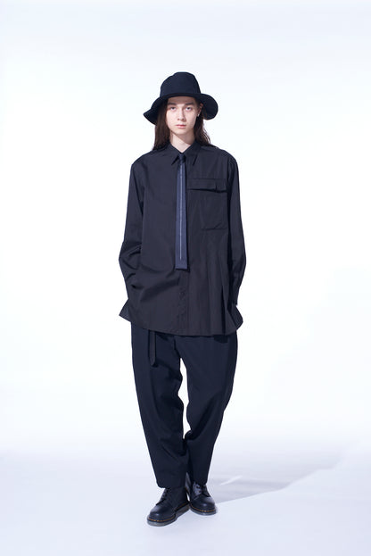 SILK SATIN「BLACK IS MODEST」MESSAGE NARROW SQUARE TIE