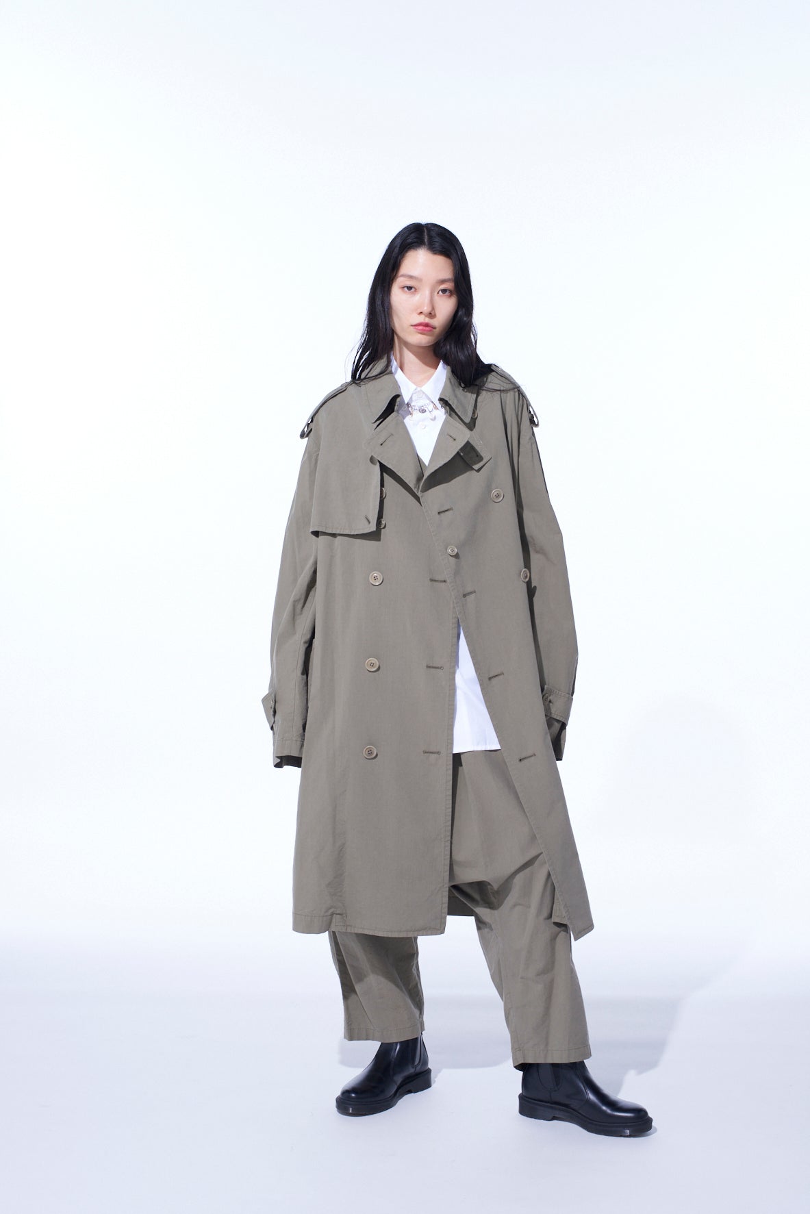 BRUSHED WASHER FINISH BROAD SAROUEL PANTS