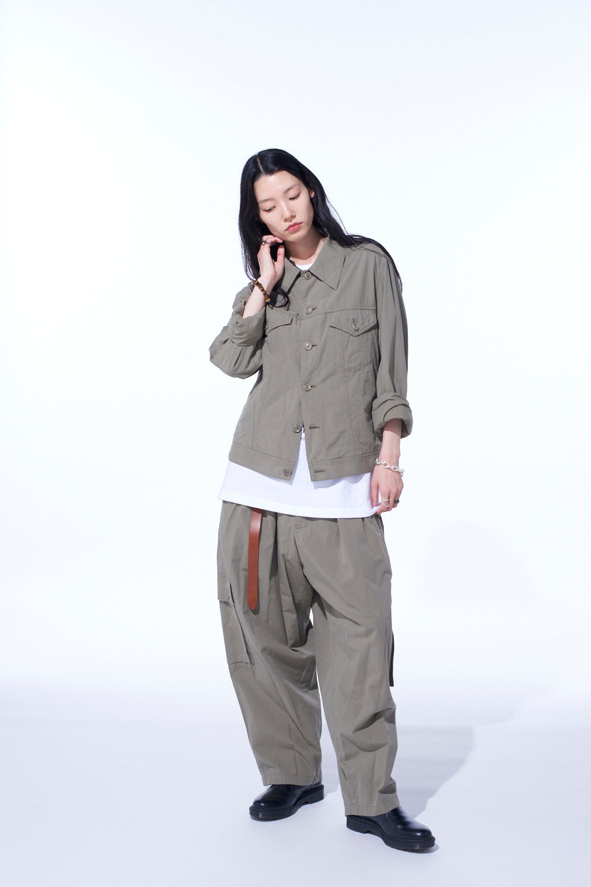 BRUSHED WASHER FINISH BROAD CARGO PANTS