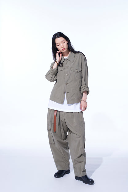 BRUSHED WASHER FINISH BROAD CARGO PANTS