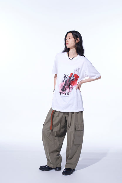 BRUSHED WASHER FINISH BROAD CARGO PANTS