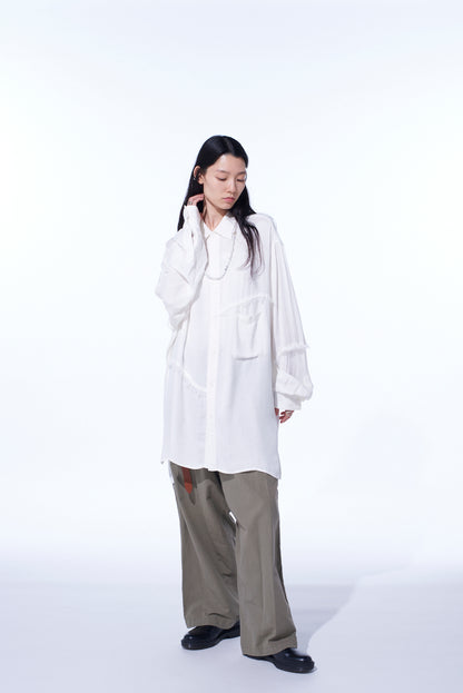 BRUSHED WASHER FINISH BROAD 5POCKET WIDE PANTS