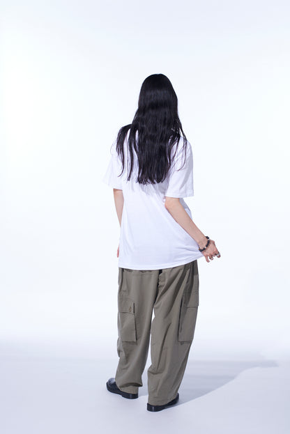 BRUSHED WASHER FINISH BROAD CARGO PANTS