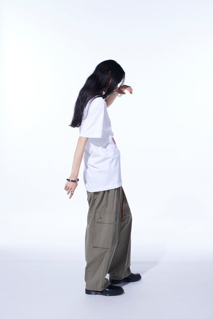 BRUSHED WASHER FINISH BROAD CARGO PANTS