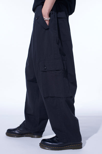 BRUSHED WASHER FINISH BROAD CARGO PANTS