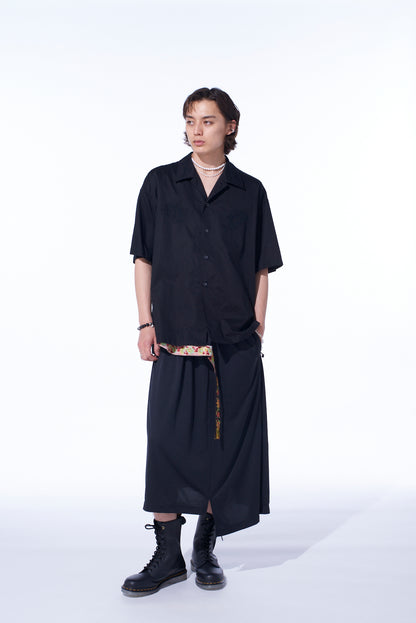 PE/SMOOTH JERSEY WAIST-STRING GATHERED SKIRT WITH TYROLEAN TAPES