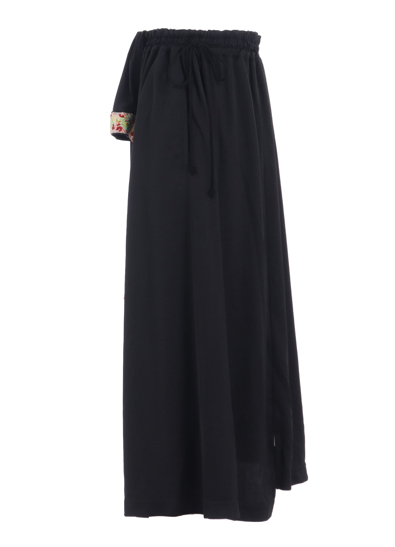 PE/SMOOTH JERSEY WAIST-STRING GATHERED SKIRT WITH TYROLEAN TAPES