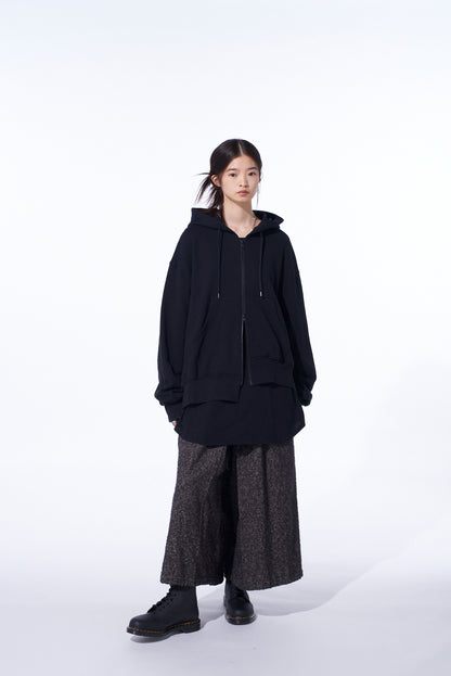 FRENCH TERRY ASYMMETRICAL ZIP-UP HOODIE