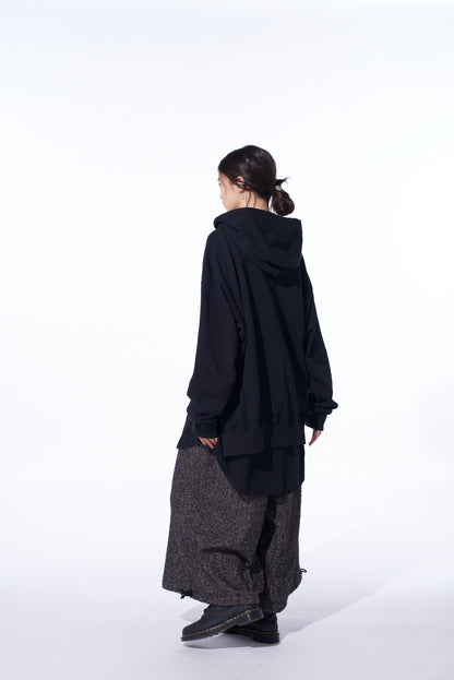 FRENCH TERRY ASYMMETRICAL ZIP-UP HOODIE