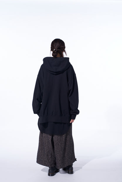 FRENCH TERRY ASYMMETRICAL ZIP-UP HOODIE